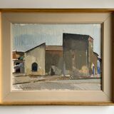 Huile sur toile vintage signée moderniste Gustav Adolf Johansson années 1960