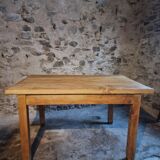 Vintage French baker's work table in chestnut, 1960s.