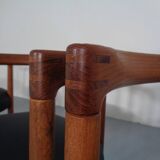 Teak & Leather Model 195 Dining Chairs by Ole Gjerløv-Knudsen & Torben Lind for France & Søn, Denmark, 1960s, Set of 4