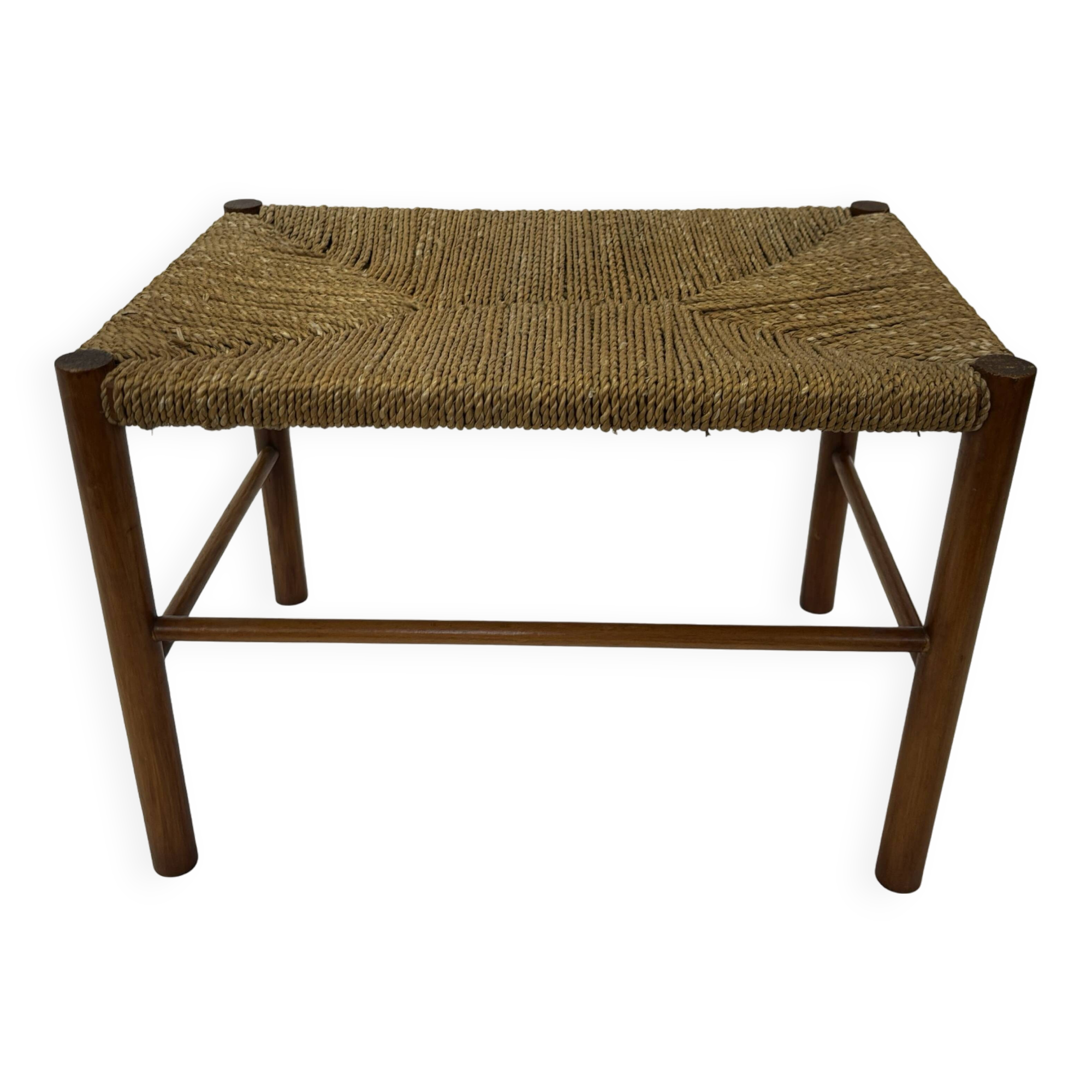 Vintage Stool Danish Papercord Rope Stool Mid Century Ottoman