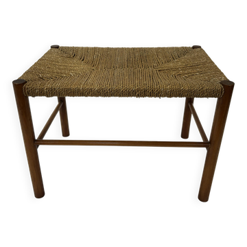 Tabouret vintage en corde de papier danois Tabouret ottoman du milieu du siècle