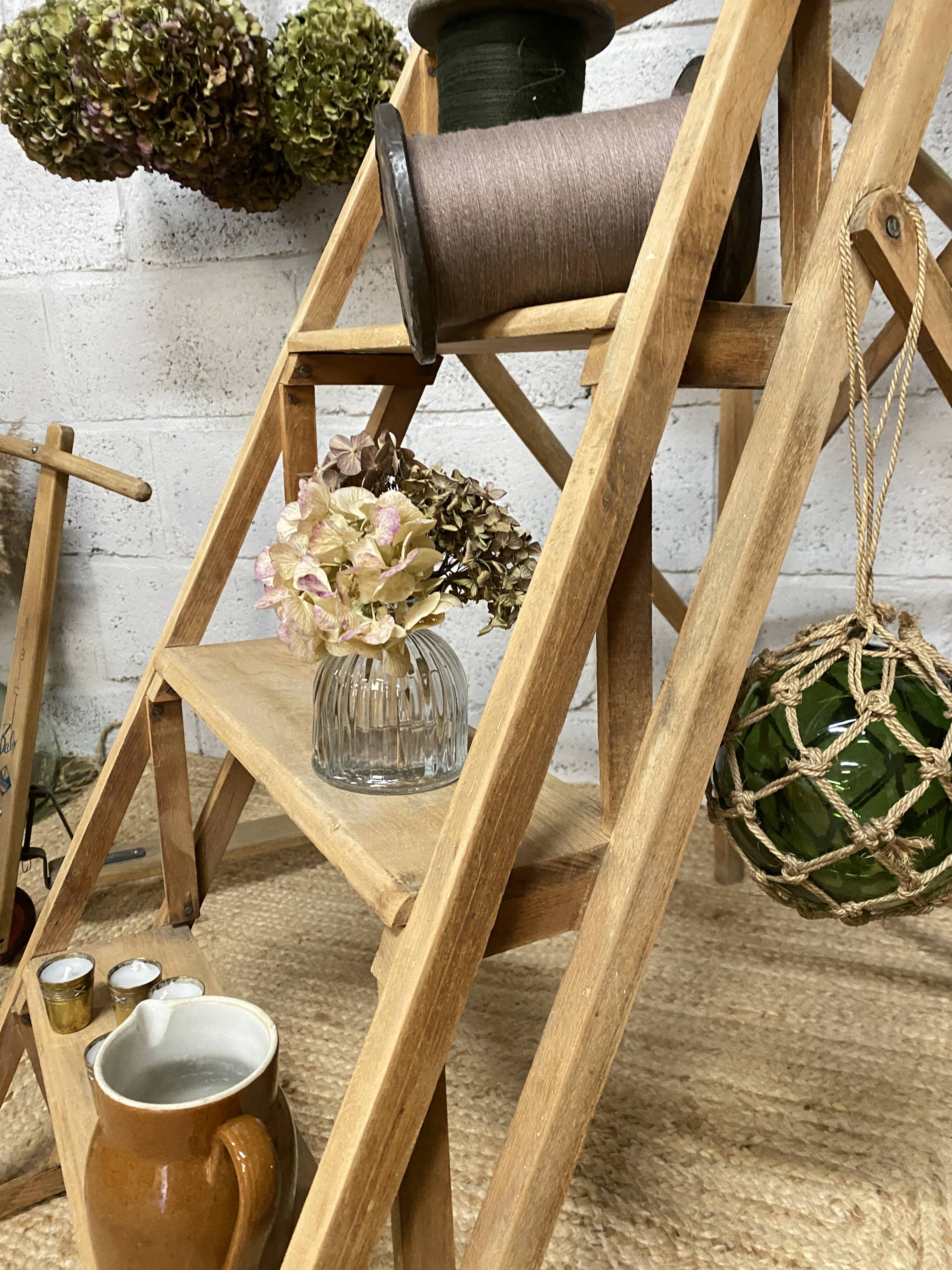 old wooden step stool