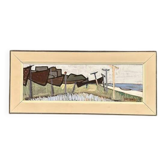 Original Swedish Oil on Panel - "Coastal Landscape with Stranded Boats" by Ivar Ekelund (1908–2002) - Vintage and Framed - 64 × 28 cm (25.2 in × 11 in)