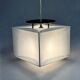 Lampe pendentif blanche vintage Cube, époque spatiale, années 1970