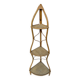 Rattan corner shelf from the 60s Italy
