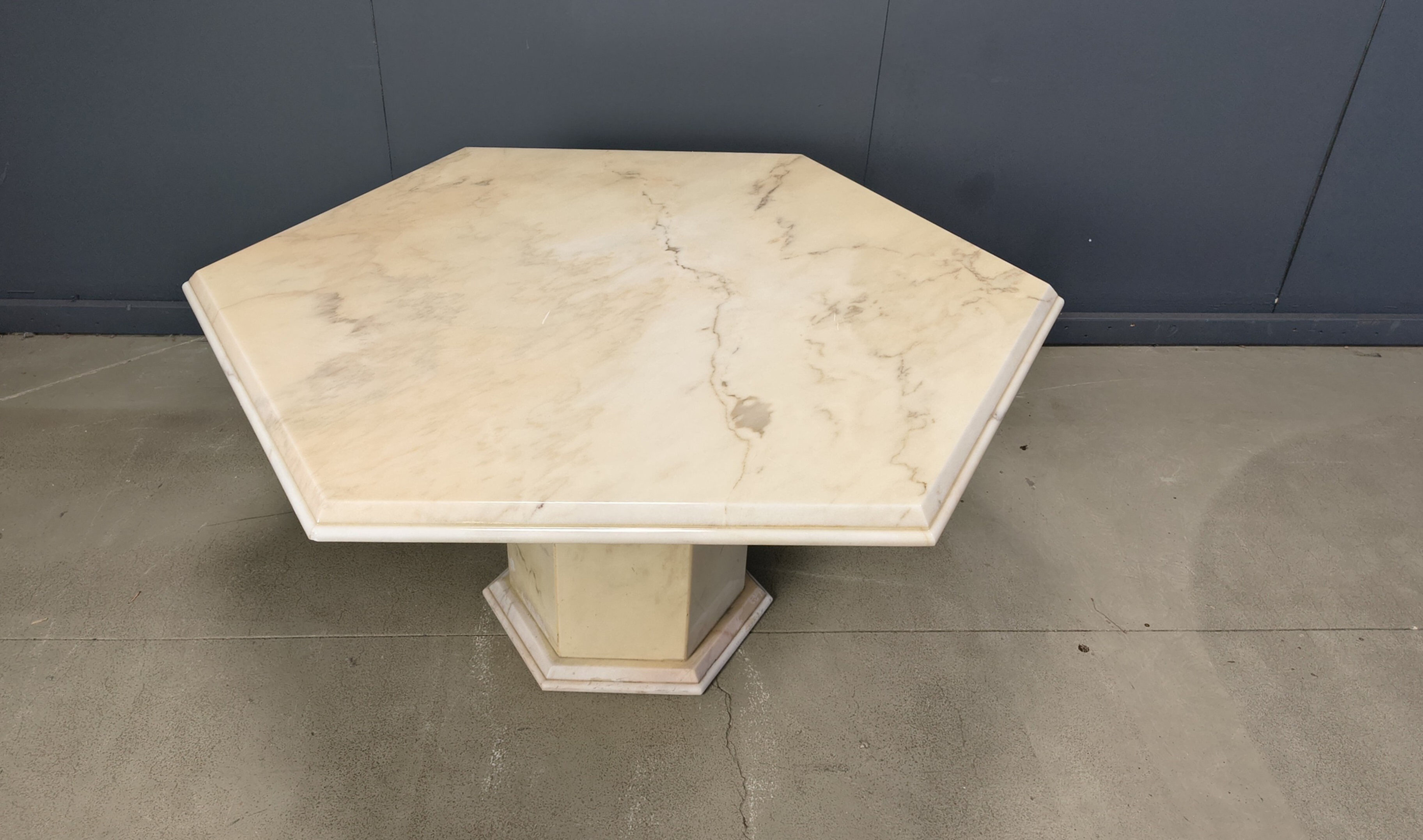 Octagonal Italian marble dining table 1970s