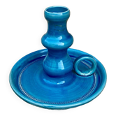 Vintage blue ceramic candle holder