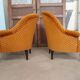 Pair of orange velvet toad armchairs