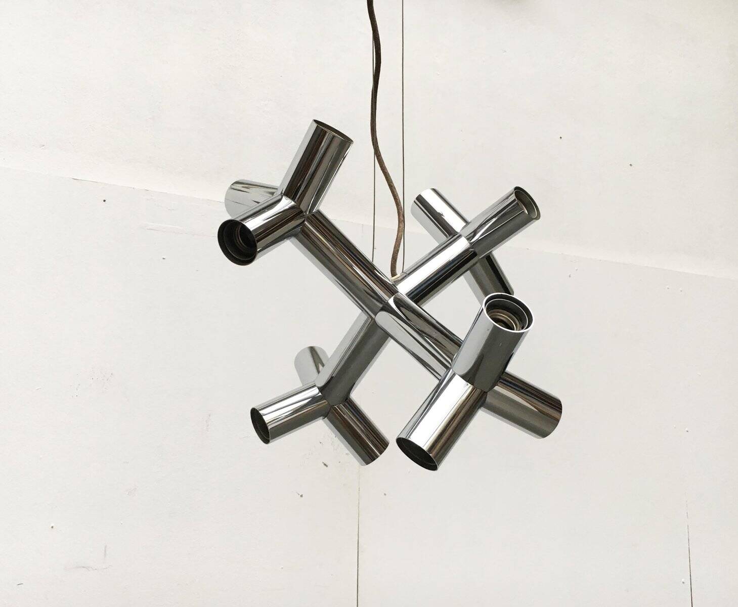 Atomic 12 HL suspension light in Espace style, mid-20th century, Austrian, by J.T. Kalmar, 1960s.