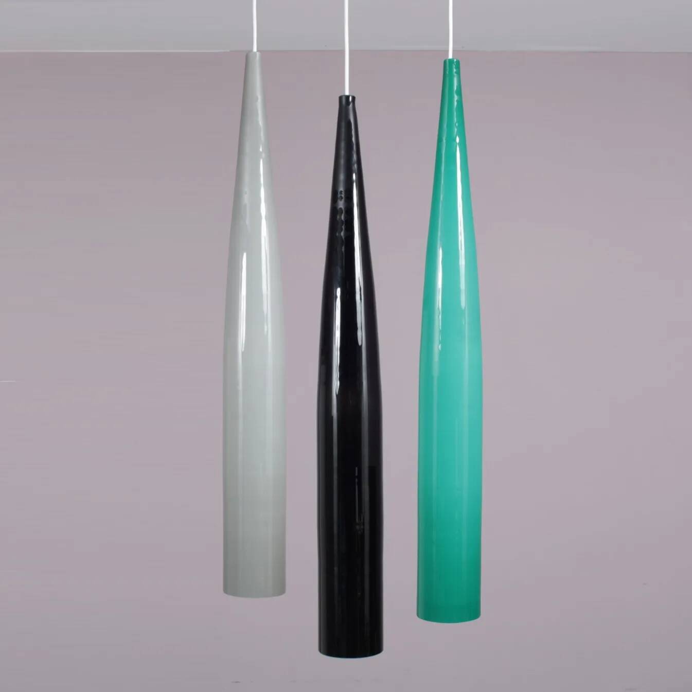 Alessandro Pianon hanging lamp in grey glass for Vistosi, Italy 1960