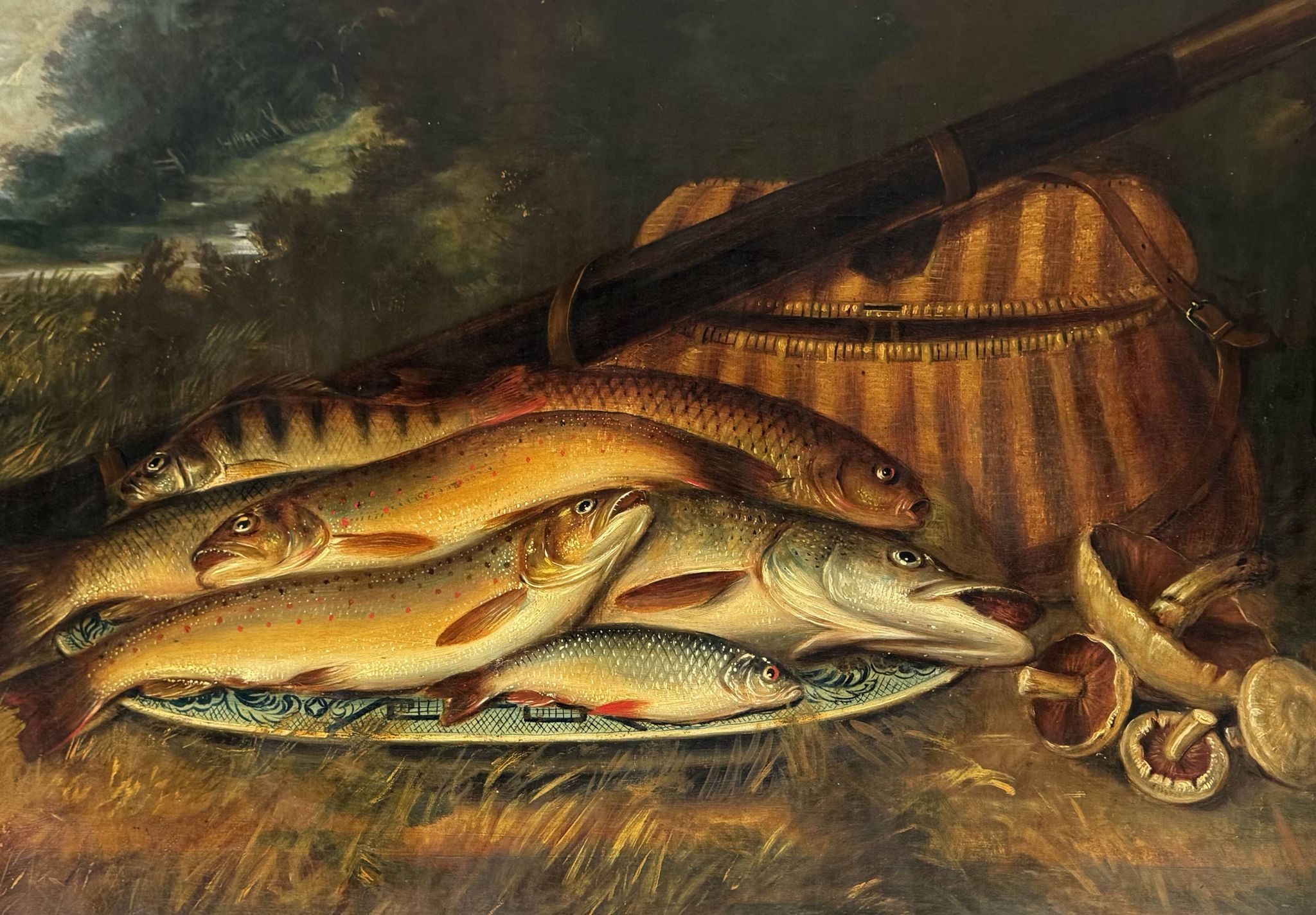 Still life with fish signed HL Rolfe