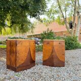Pair of art deco period veneer wood bedside tables