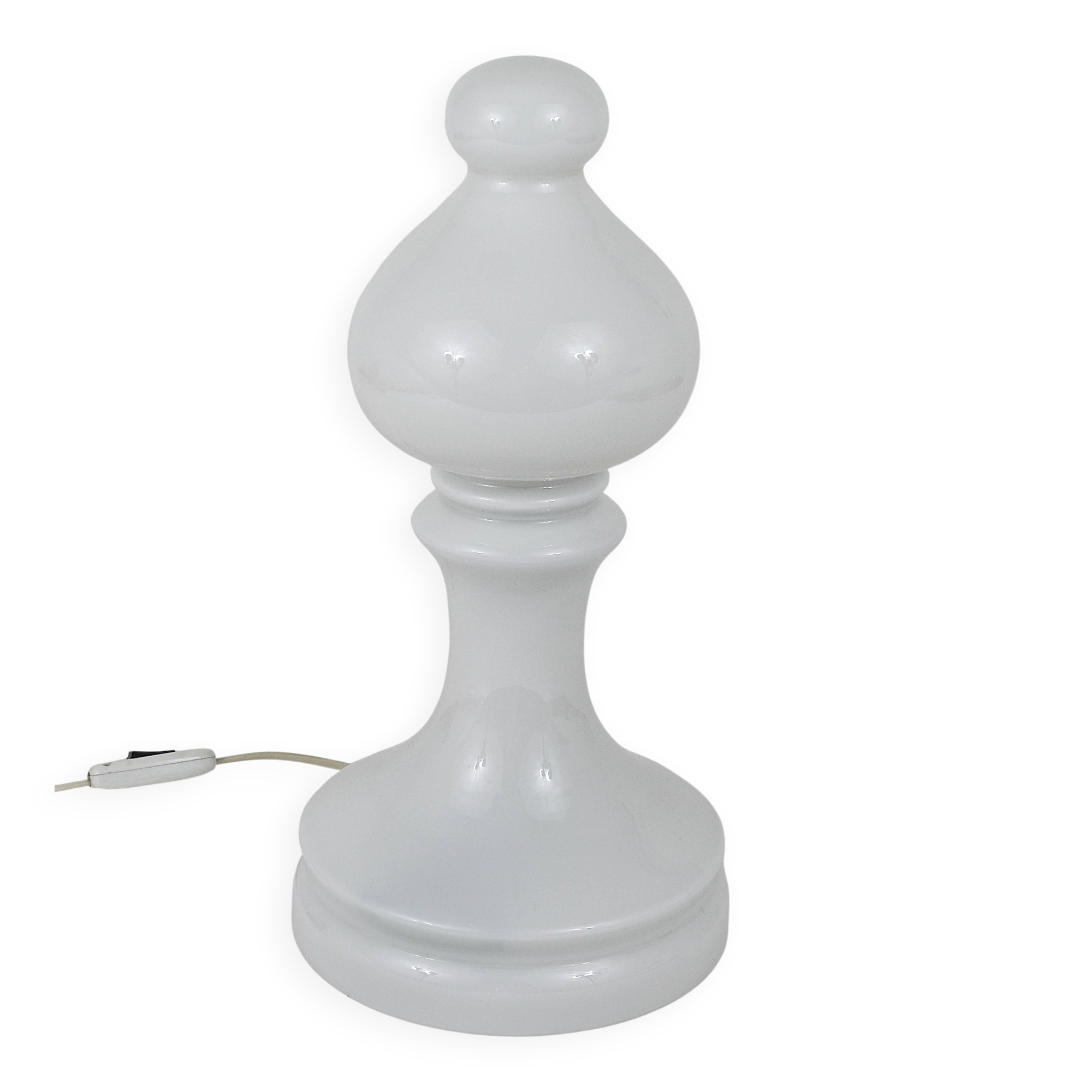 White Bishop chess lamp by Ivan Jakes, made of white glass, Czechoslovakia, 1970s.