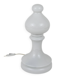 White Bishop chess lamp by Ivan Jakes, made of white glass, Czechoslovakia, 1970s.