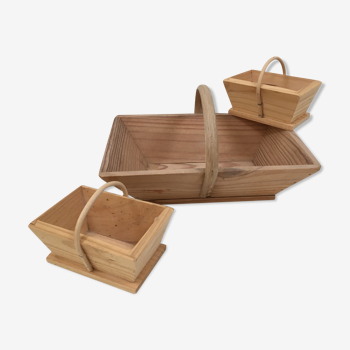 Lot de 3 paniers en bois