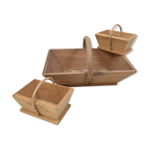 Lot of 3 wooden baskets