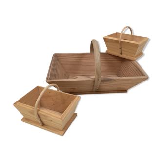 Lot de 3 paniers en bois