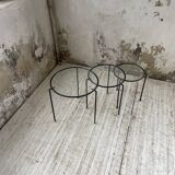 1950s metal and glass nesting coffee tables