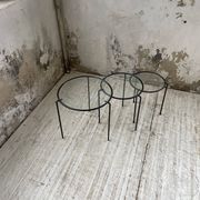Tables basses gigogne métal et verre années 50