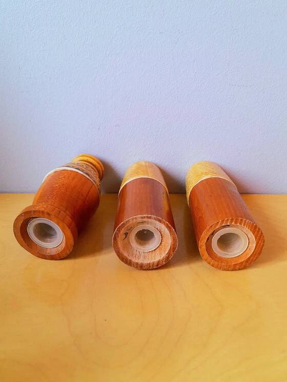 Condiment set, ceramic and wood, 1970