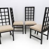Four Black Lacquered High Back Chairs, 1979