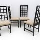 Four Black Lacquered High Back Chairs, 1979