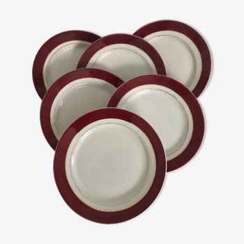 6 dessert plates - Badonviller opaque porcelain