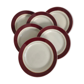 6 dessert plates - Badonviller opaque porcelain