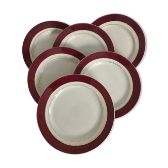 6 dessert plates - Badonviller opaque porcelain