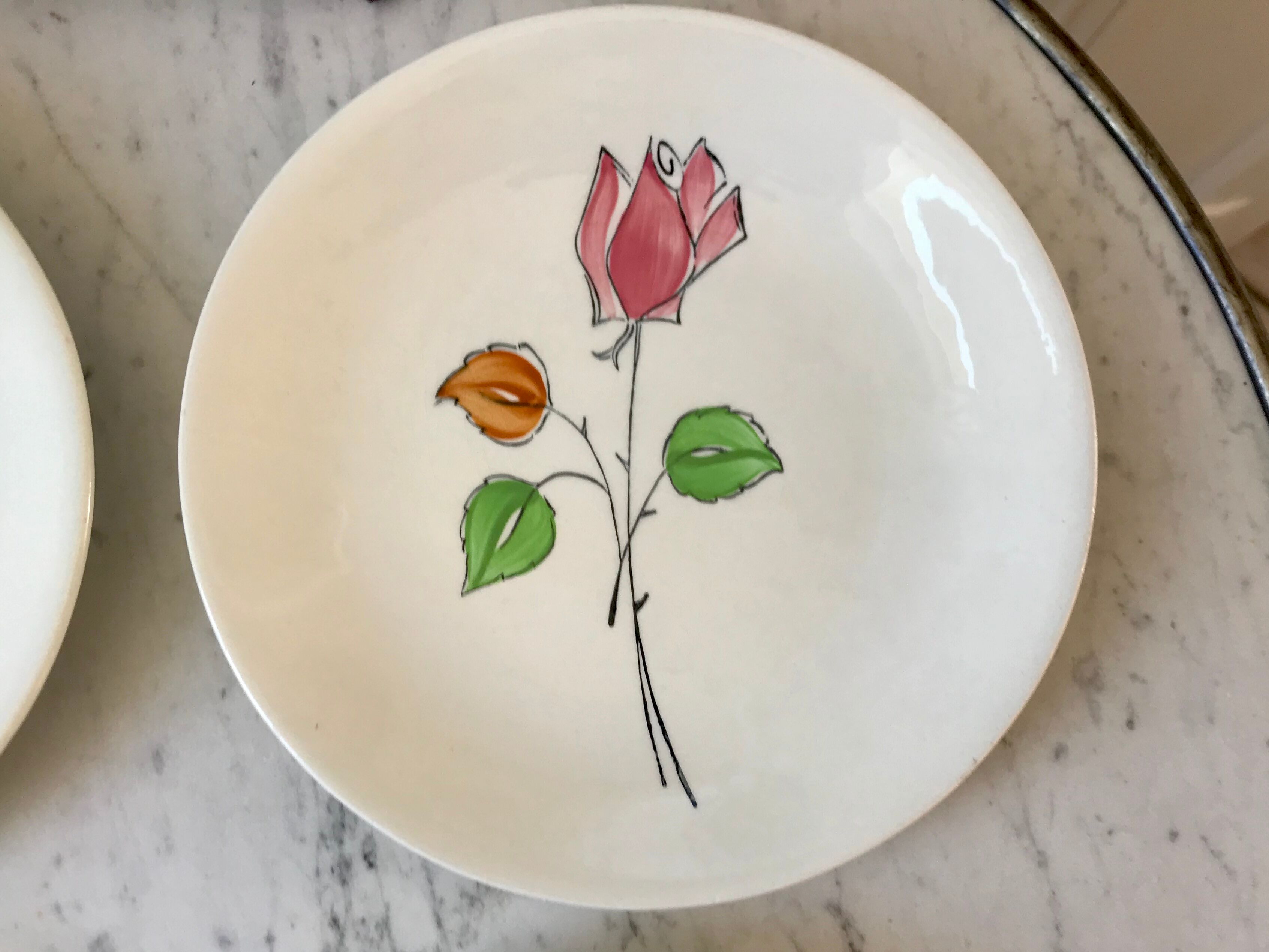 Dessert service flowers Made in France 50s