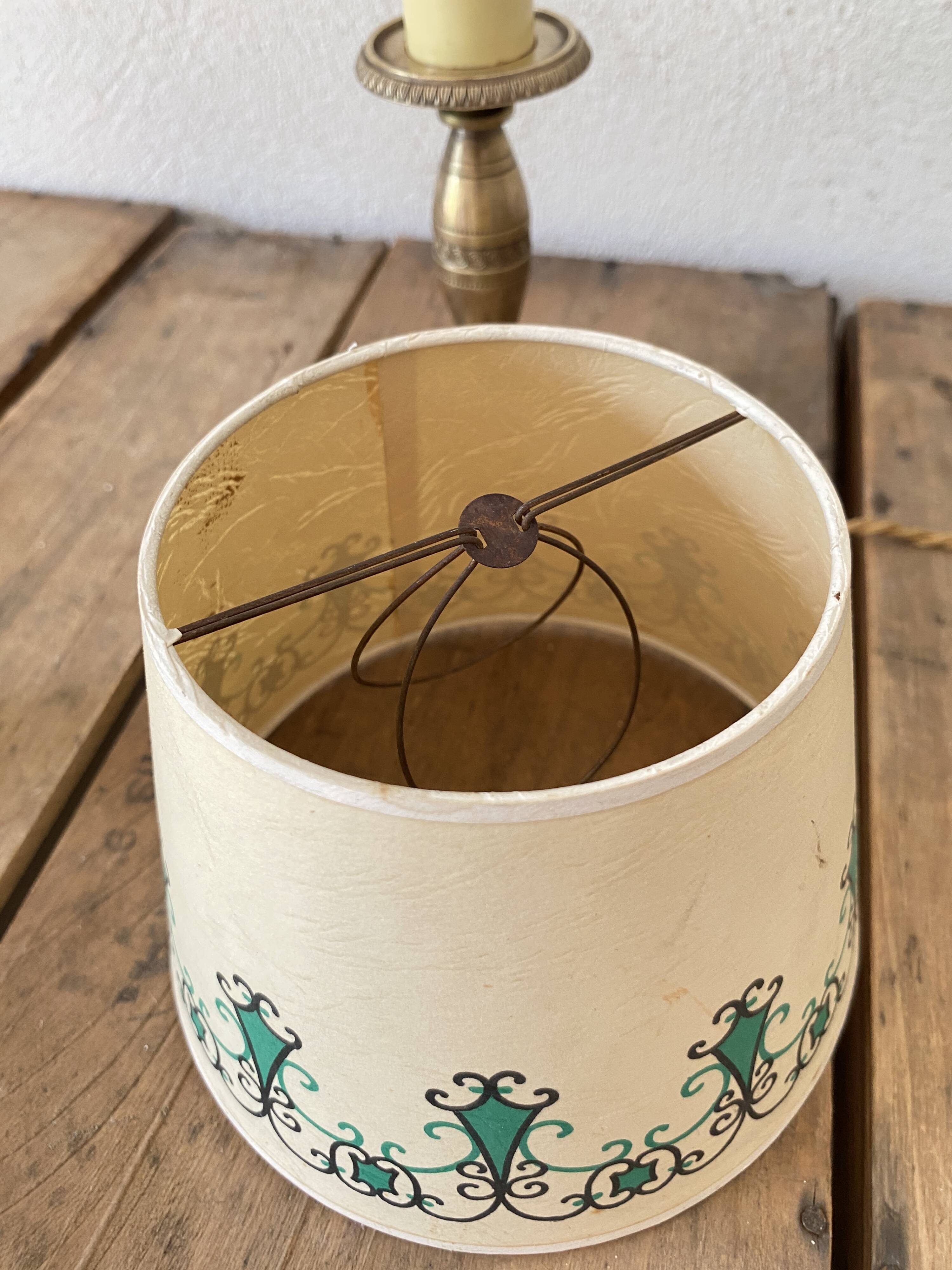 Brass lamp, 2 M new fabric cable, painted lampshade