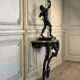 Console Louis XV en chêne sculpté, patine noire, XVIIIeme siècle