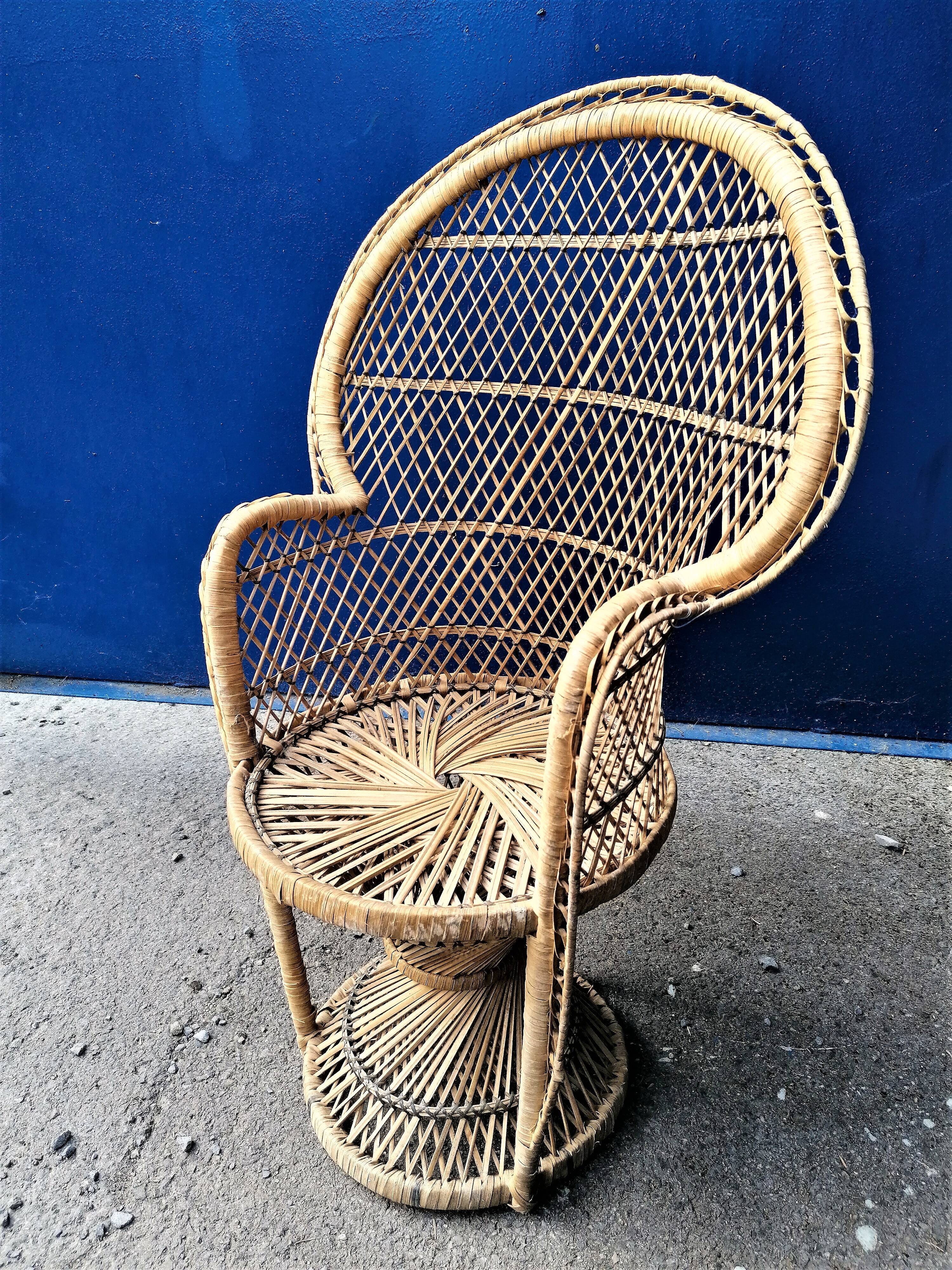 Armchair Emmanuelle size child wicker vintage rattan / Height: 80 cm