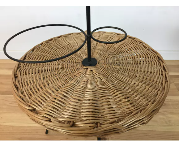 Table d'appoint 1950 osier et métal portative