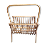 Rattan wicker magazine holder 1970 1960