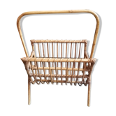Rattan wicker magazine holder 1970 1960