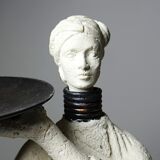 Pair of candlesticks "Akwe Priestesses" contemporary African Holländer style