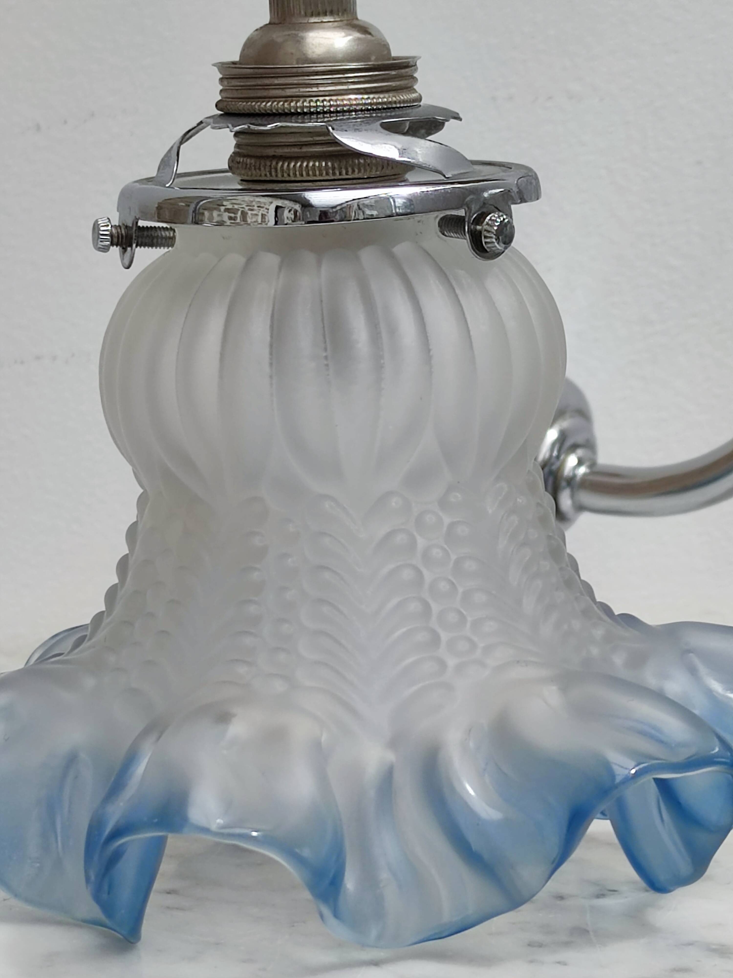2 blue swan collar sconces