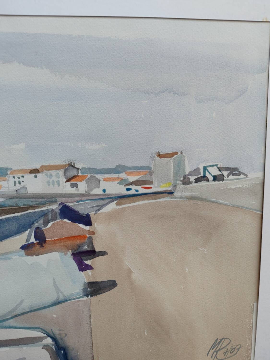Watercolor by Michel Roubille, the island of Yeu 1987.