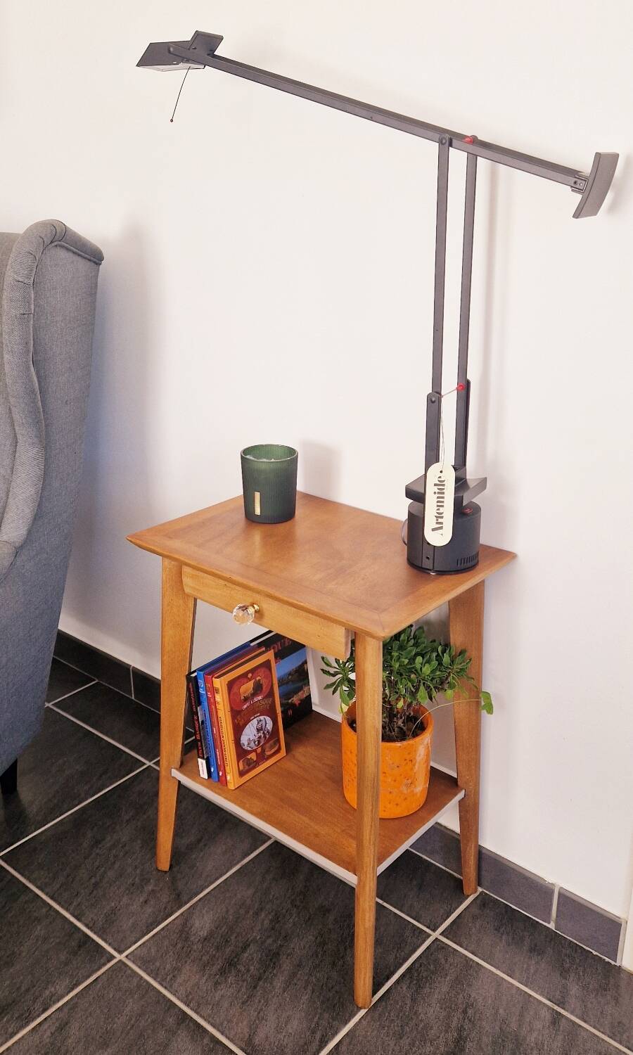 1950s side table with compass legs