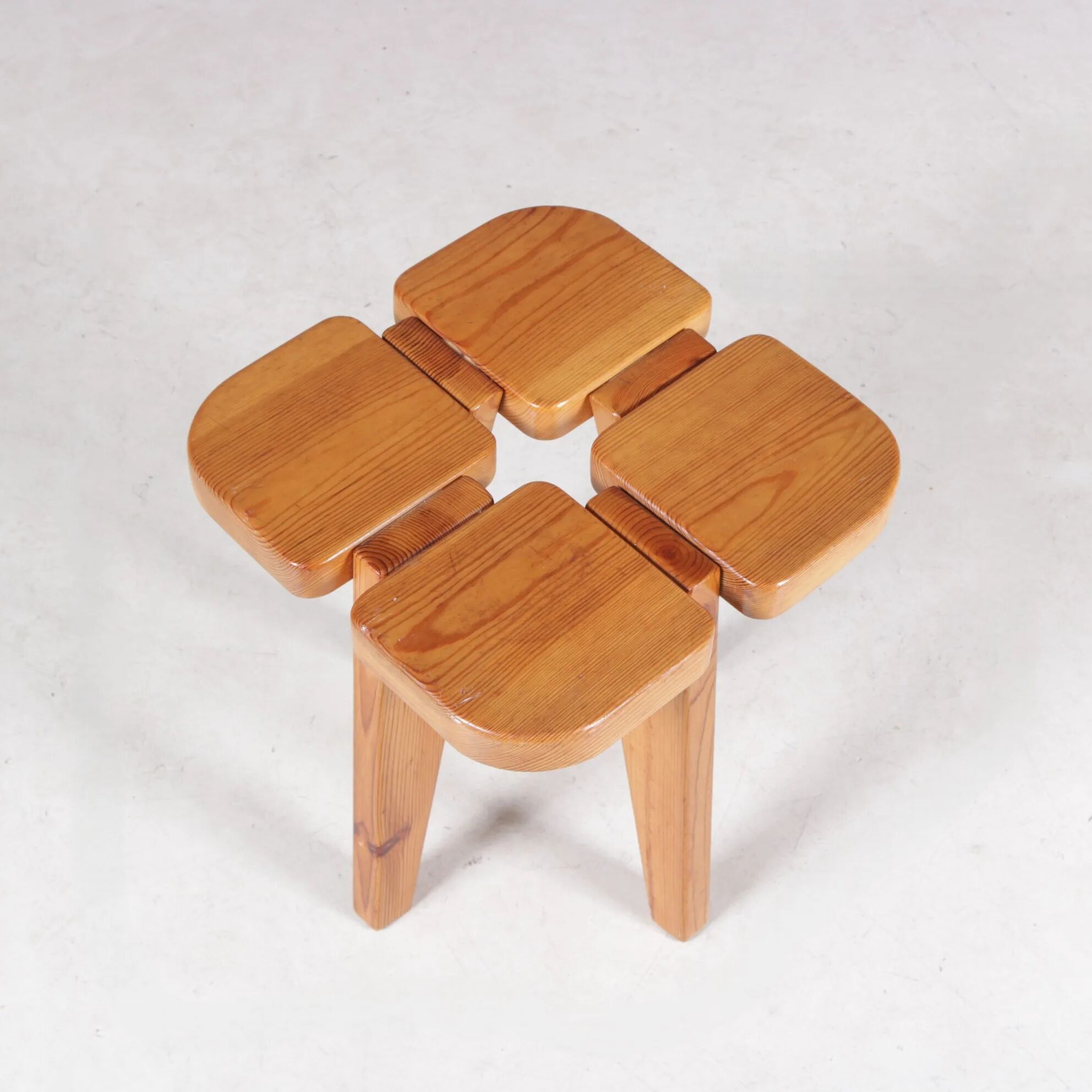 1960s pine stool by Raani Peippo for Stockmann Orno Finland