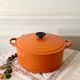 Le Creuset casserole dish in round enameled cast iron 26cm 4 L vintage orange