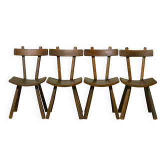 Rare set of 4 brutalist chairs - vintage 1950