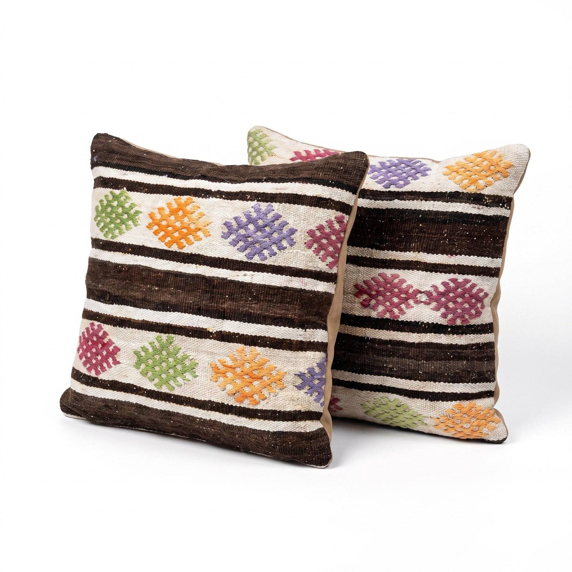 Set of 2 vintage kilim cushion covers 48x51 cm