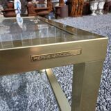 Table basse Pierre Vandel en métal doré brossé années 70