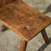 Tripod accent chair Wabi Sabi, hand-carved, 19th century.