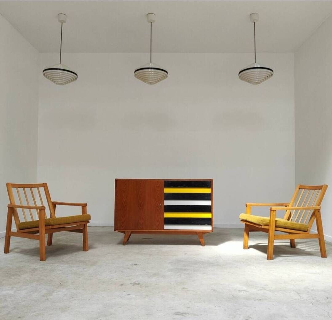 Set of 2 furniture pieces: Large sideboard Libena and Buffet U458 Jiroutek in yellow.