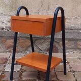 Bedside table, vintage 1950s oak side table