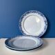 Set of 3 Sarreguemines mimosa blue vintage earthenware flat plates