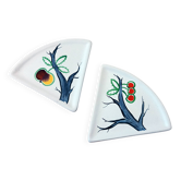 2 Flat Ceramic Bowls, Matte Glazed Terracotta, Vintage 1960s